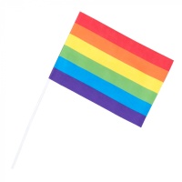 BANDERA CON PALO ARCOIRIS